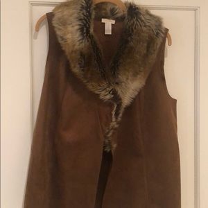 Brown faux suede vest